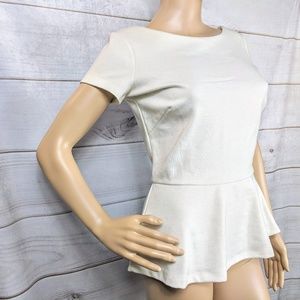 Banana Republic Shimmery Gold Creme Peplum Top